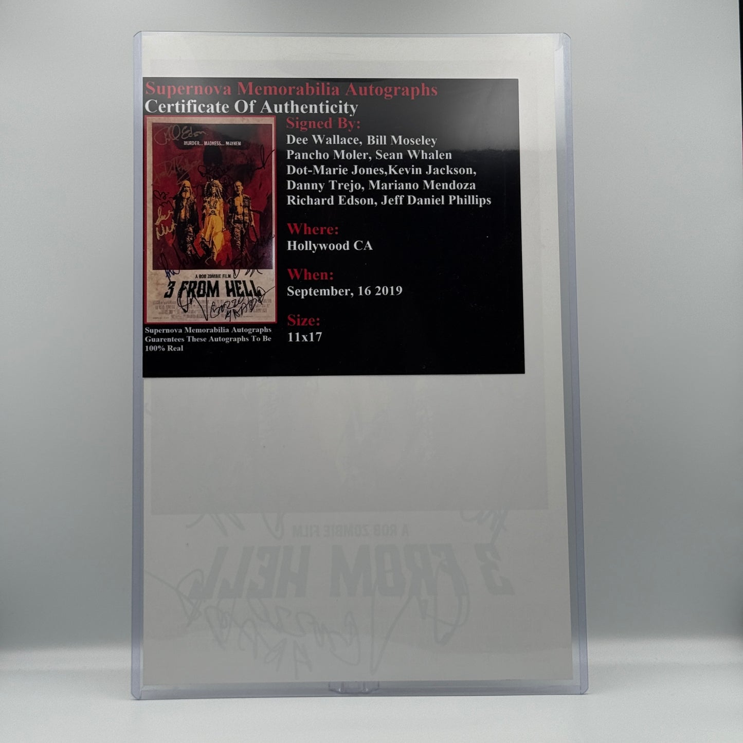 Rob Zombie's 3 From Hell Cast Signed Promo 11x17 Poster Bill Moseley Danny Trejo