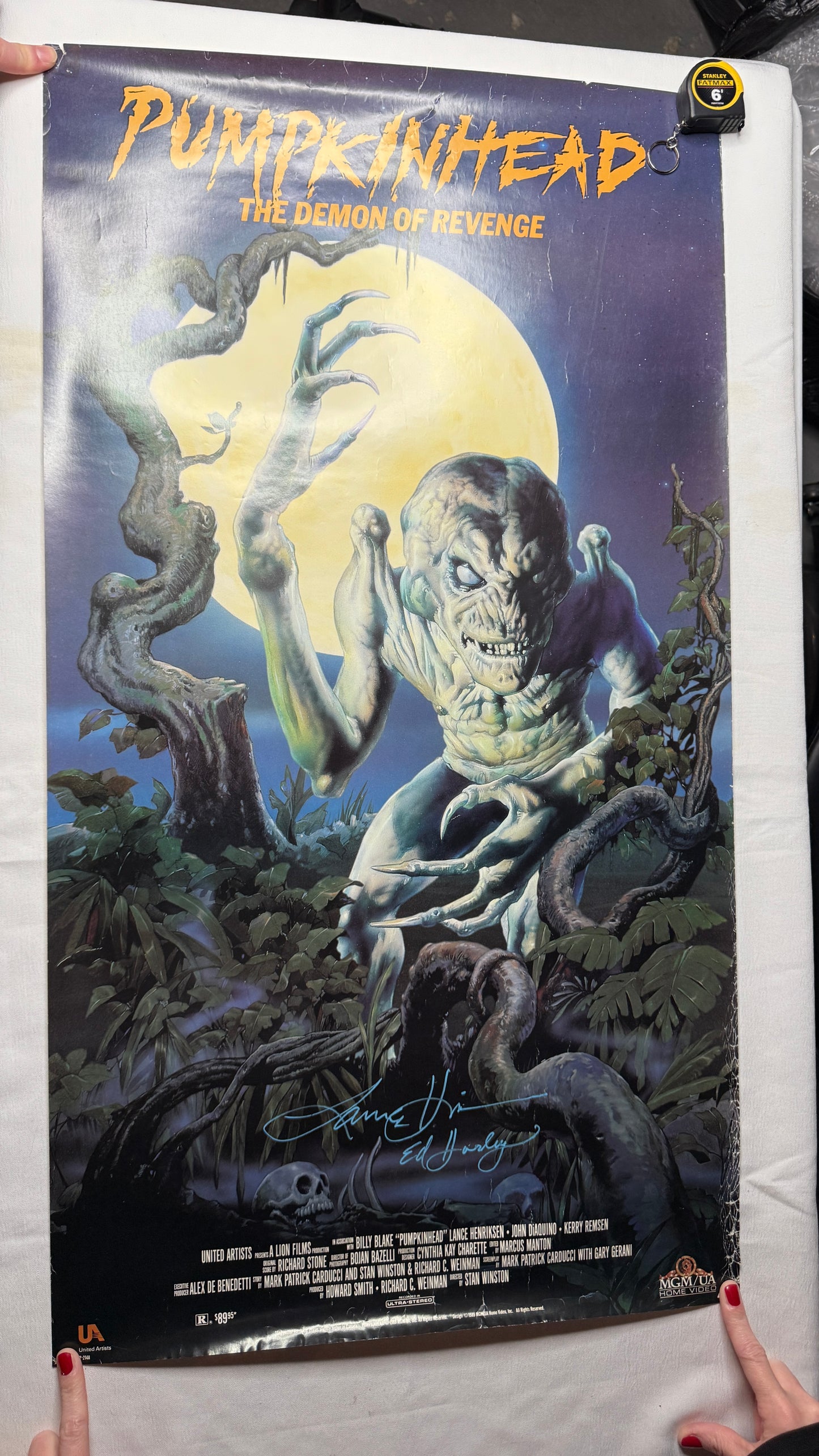 Pumpkinhead Lance Henriksen Original Signed Movie Poster