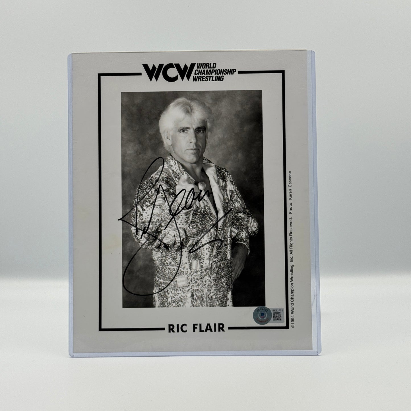 Ric Flair Signed 8x10 B&W Photo Beckett - WCW Wrestling