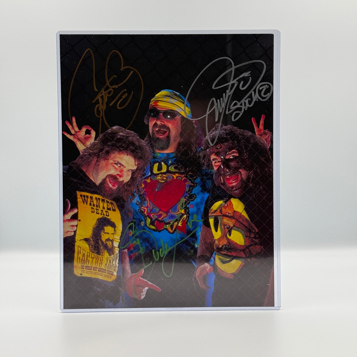 Cactus Jack, Mankind & Dude Love - Mick Foley Triple Signed 8.5x11 Photo - ECW WWF Wrestling