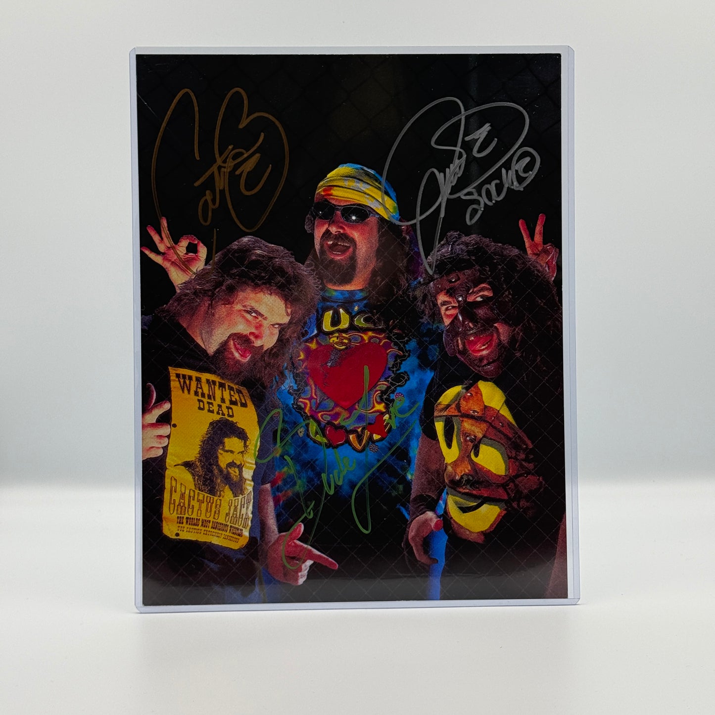 Cactus Jack, Mankind & Dude Love - Mick Foley Triple Signed 8.5x11 Photo - ECW WWF Wrestling