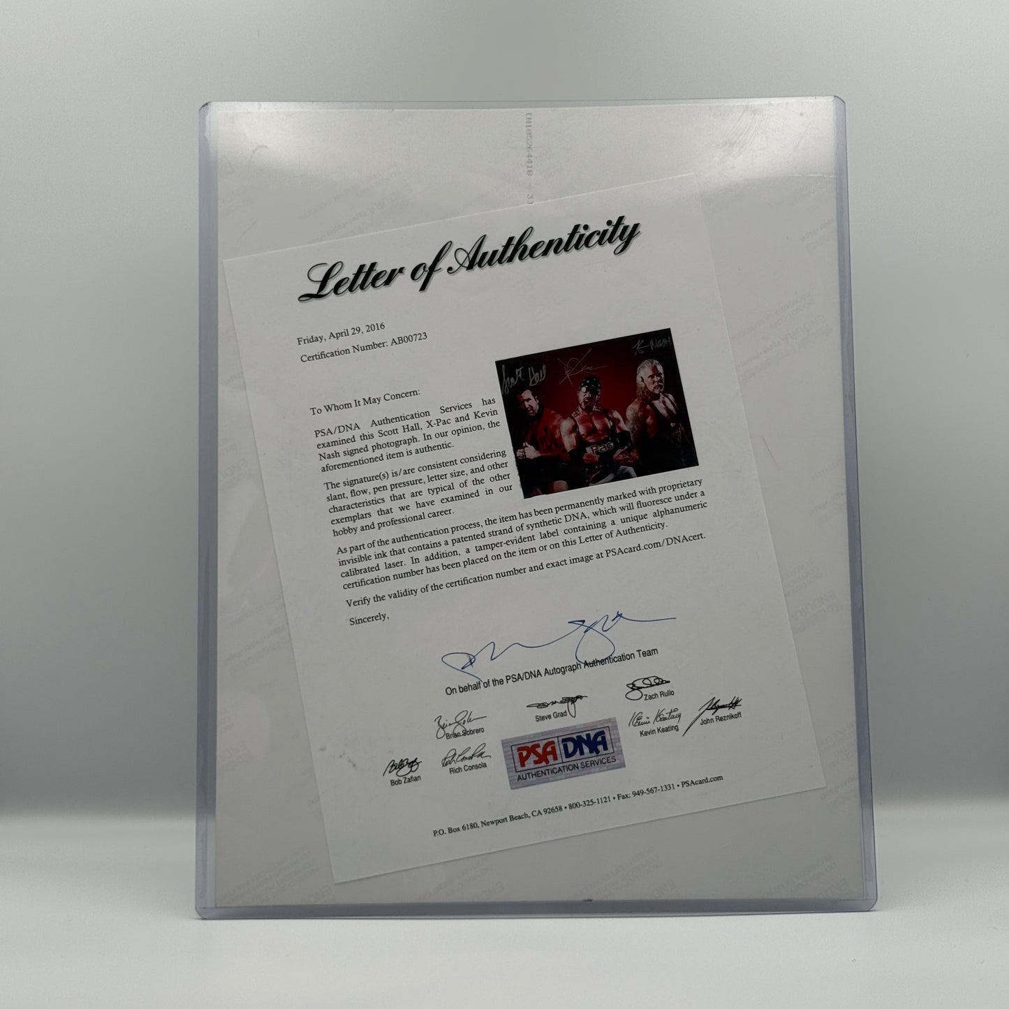 NWO Kevin Nash, Scott Hall & X-Pac Triple Signed 11x14 Photo PSA - WWF WCW Wrestling