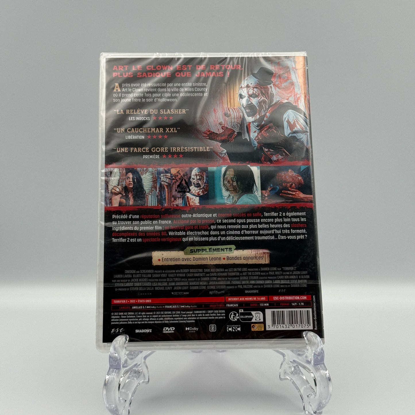 Terrifier 2 ESC Import DVD Art The Clown David Thornton