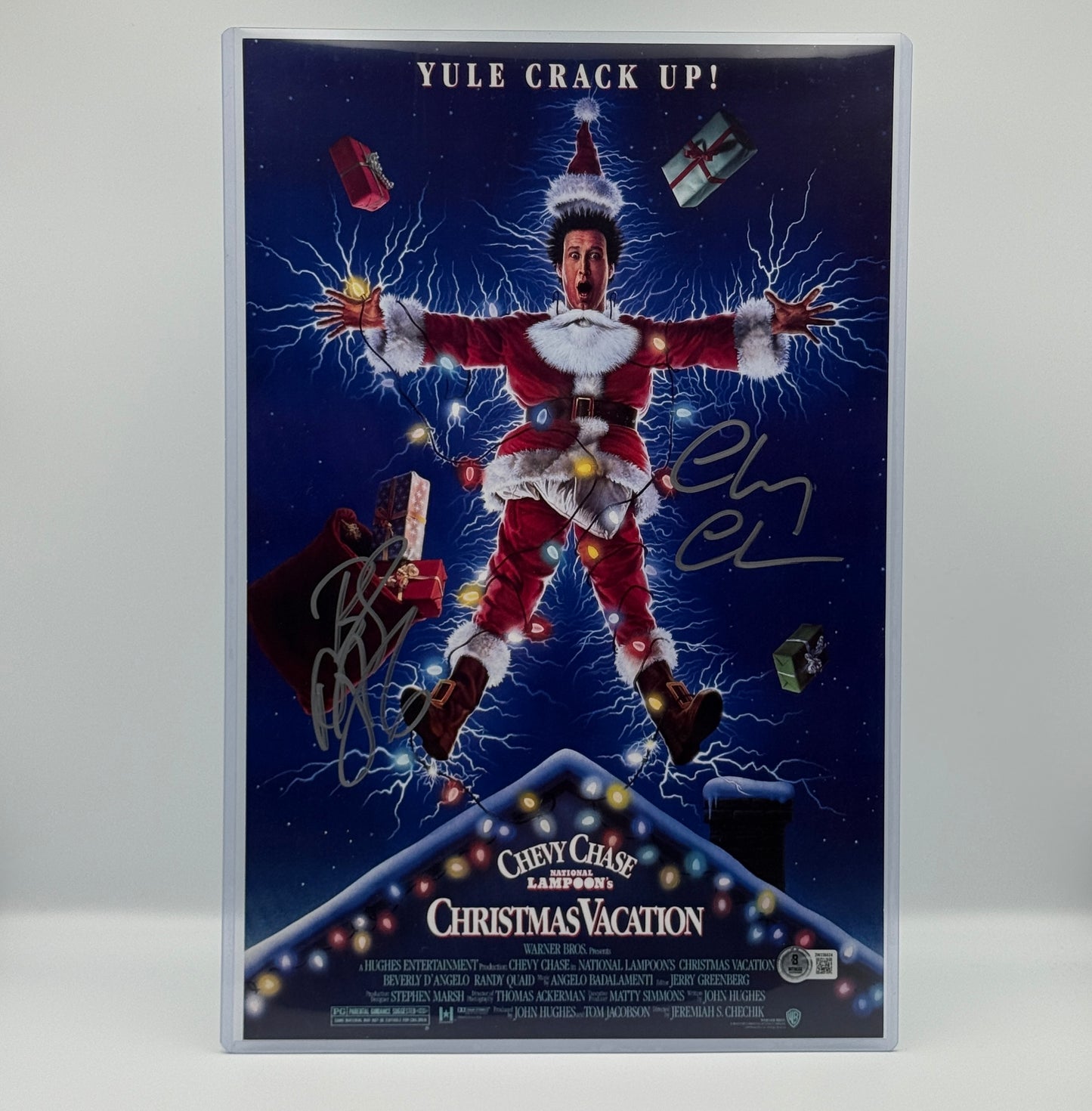 Chevy Chase & Beverly D'Angelo Signed 11x17 Poster Christmas Vacation Beckett