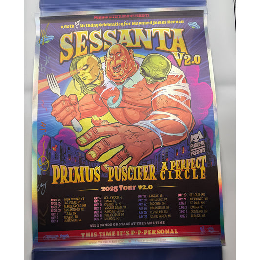 Sessanta V2.0 VIP Pack Signed Poster, Hat & Tote - Tool Primus Puscifer