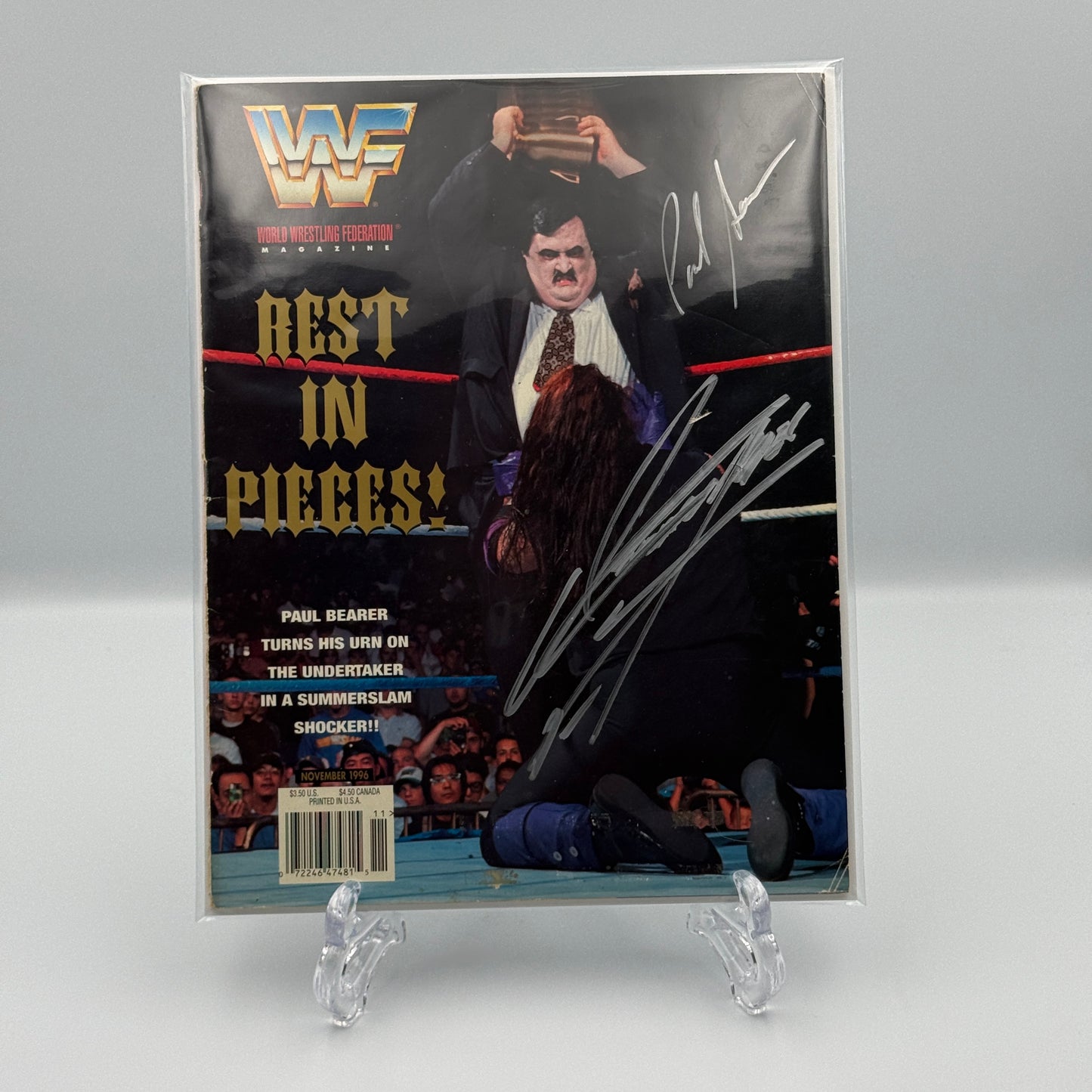 Undertaker & Paul Bearer Dual Signed Magazine - WWF Wrestling